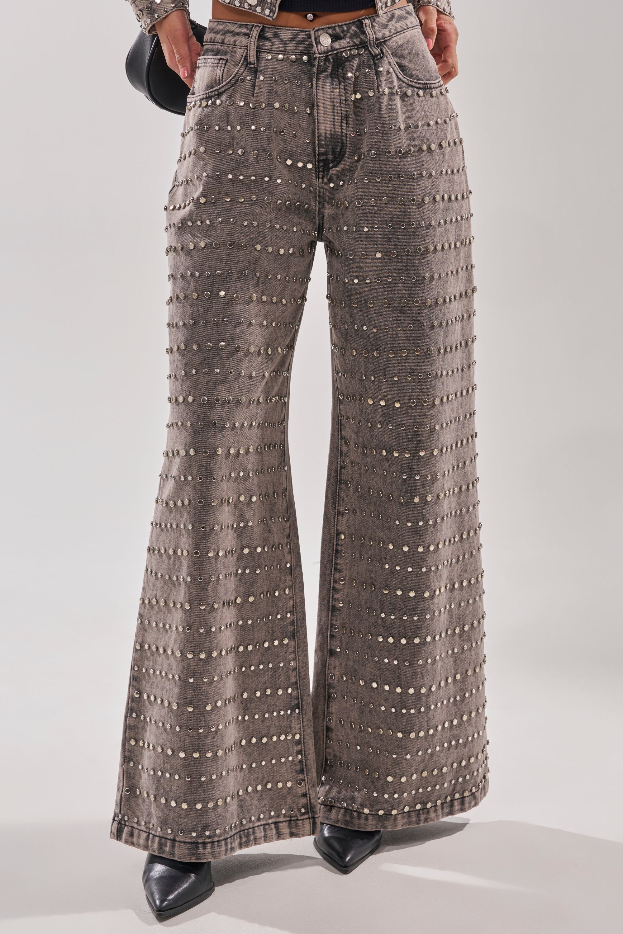 RIZZO STUDDED WIDE LEG DENIM