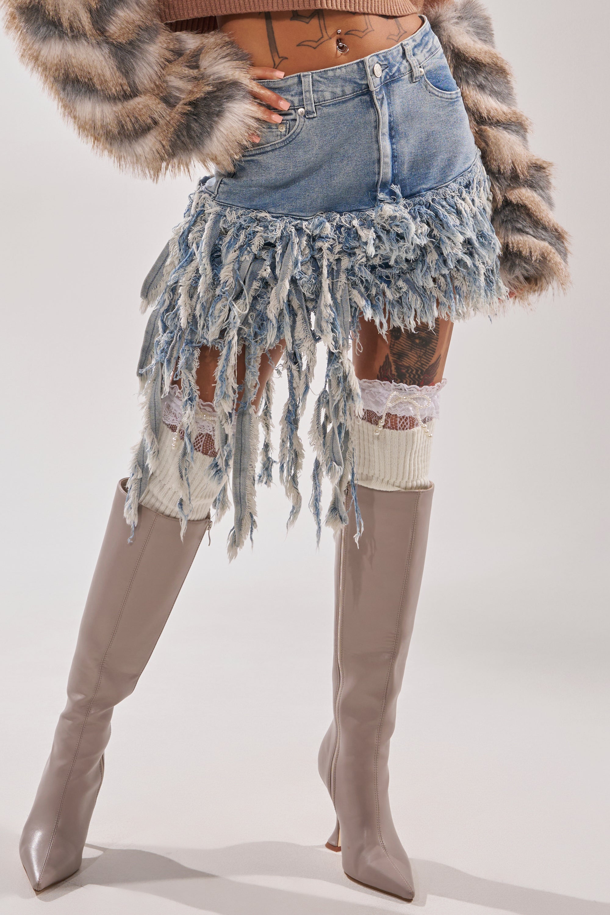 OPEN UP YOUR LOVE DENIM SKIRT