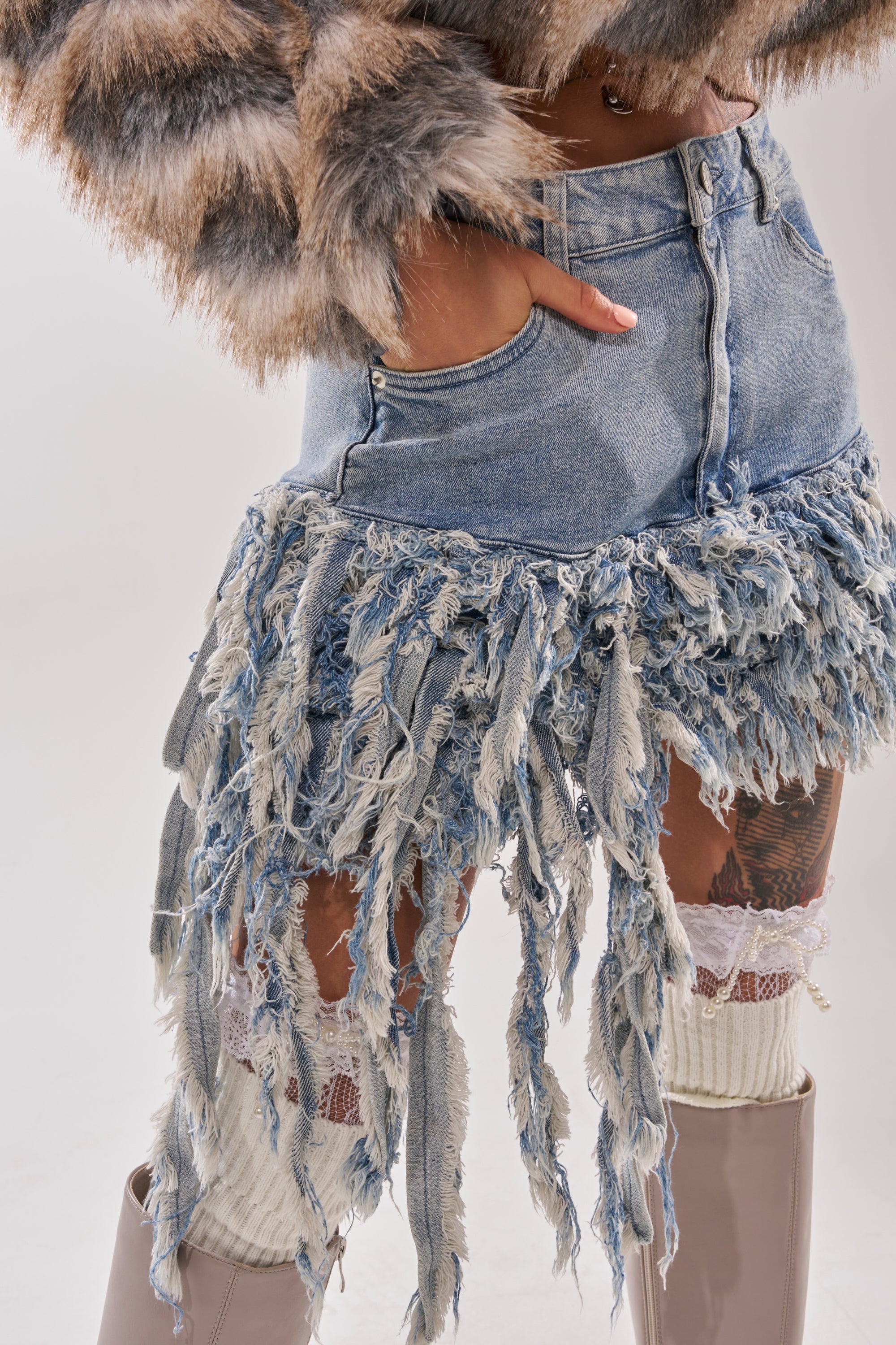 OPEN UP YOUR LOVE DENIM SKIRT