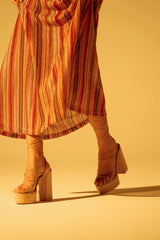 AZALEA WANG CIERRA BEIGE STRAPPY RAFFIA PLATFORM SANDAL