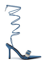 GROUND WORK DENIM POINTED TOE SILVER HARDWARE SANDAL