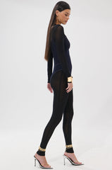 NEW YEAR SAME ME MESH DENIM JUMPSUIT