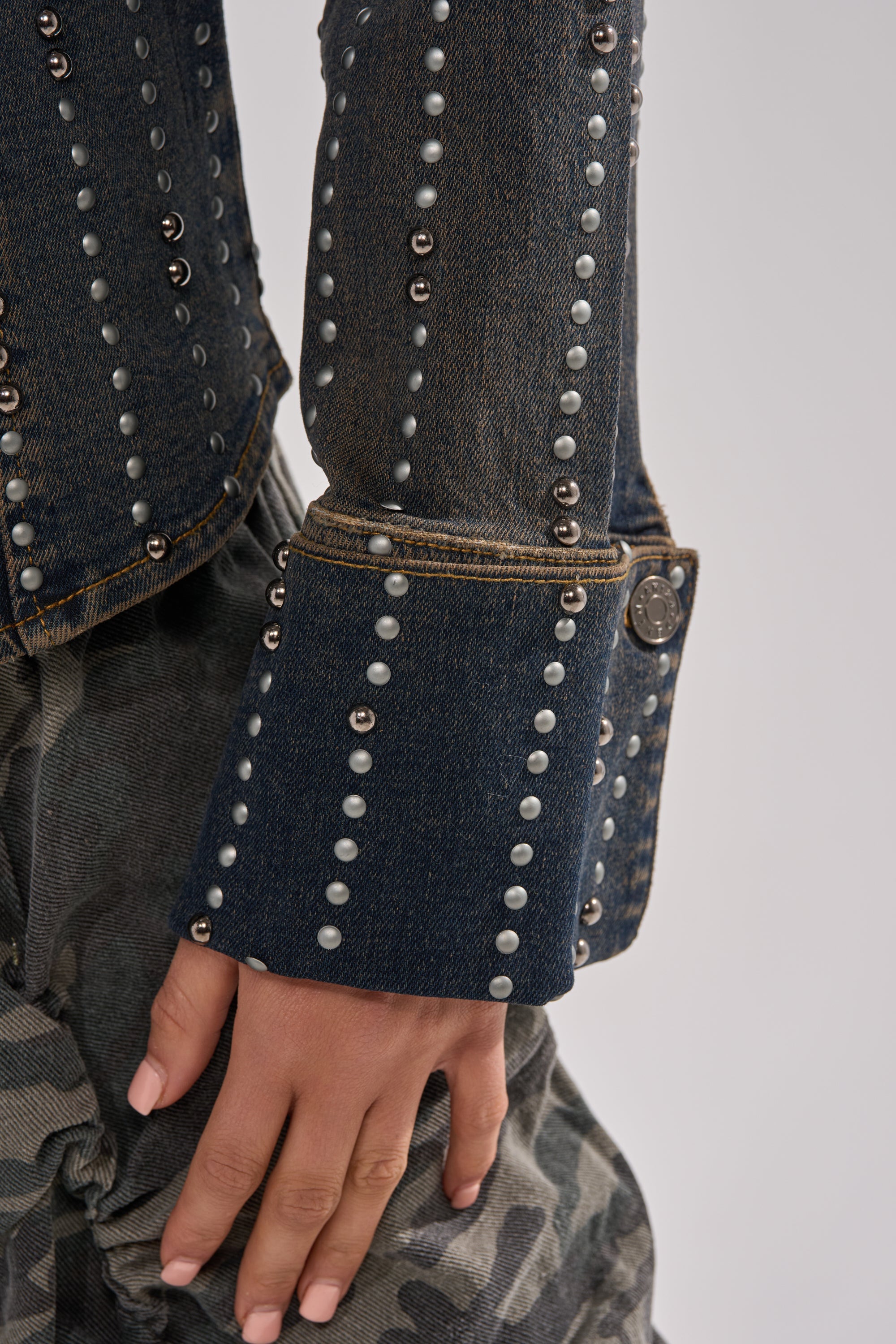 VANJA STUDDED DENIM BUTTON DOWN
