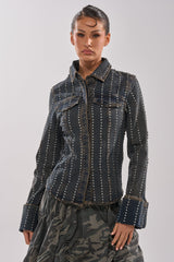 VANJA STUDDED DENIM BUTTON DOWN