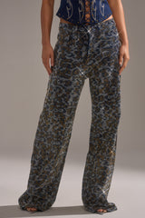 CHEETAH GIRLY RHINESTONE DENIM PANT