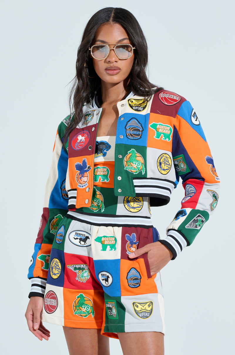 SLIGHT FLEX PATCHWORK BOMBER