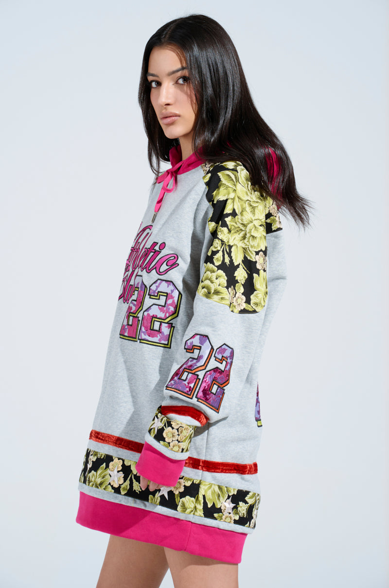 ATHLETIC BROCADE SWEATSHIRT DRESS