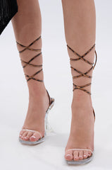 AKIRA TINKER LEOPARD LACE UP CHUNKY SANDAL