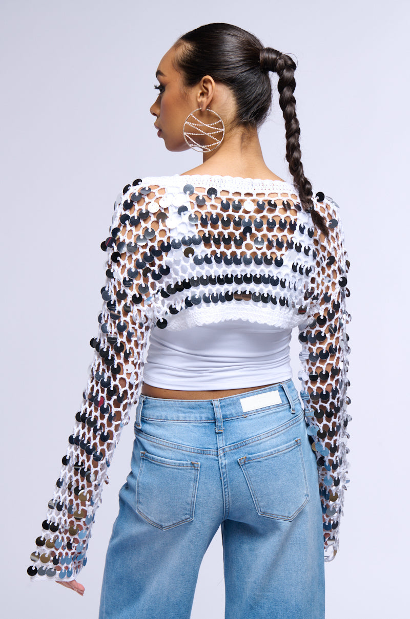 ARIEL SEQUIN KNIT BOLERO