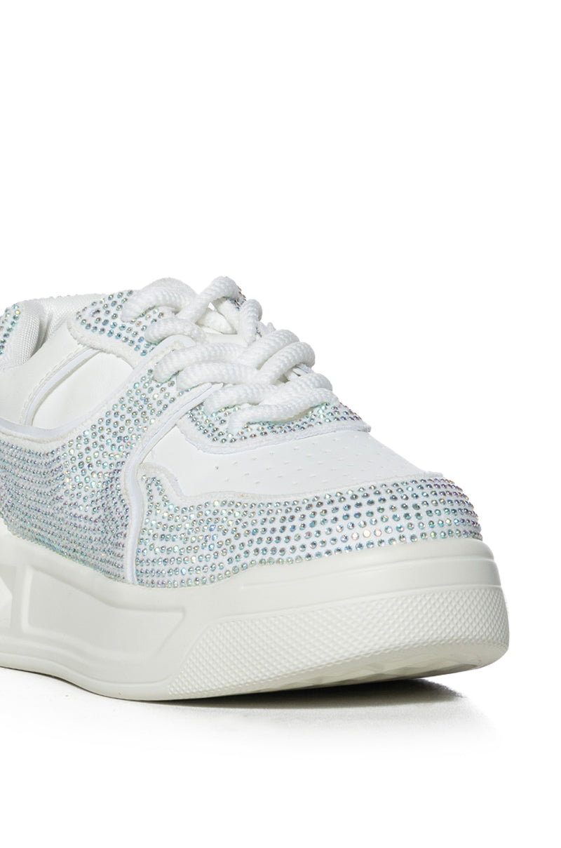 AZALEA WANG BALL GAME SILVER RHINESTONE SNEAKER