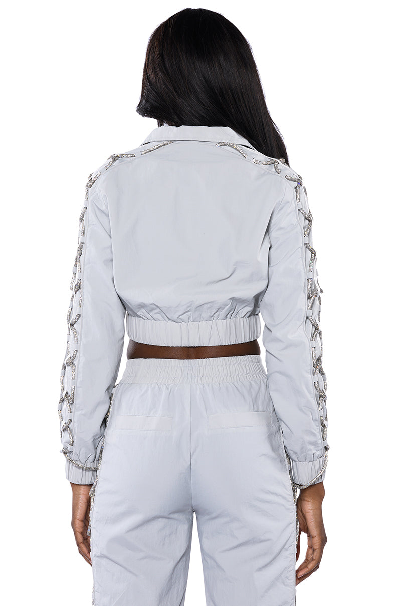 DIAMOND LACE UP TRACK JACKET