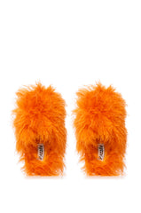 FURRY FUR SLIPPERS IN ORANGE